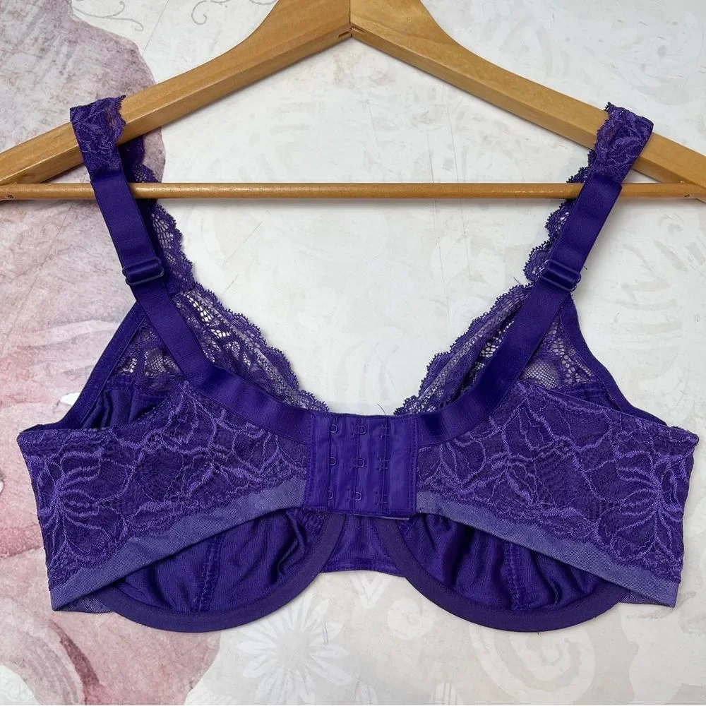 Bali Women's Lace Desire 6543 Purple Lace Bra Size 36DD - Picture 3 of 9